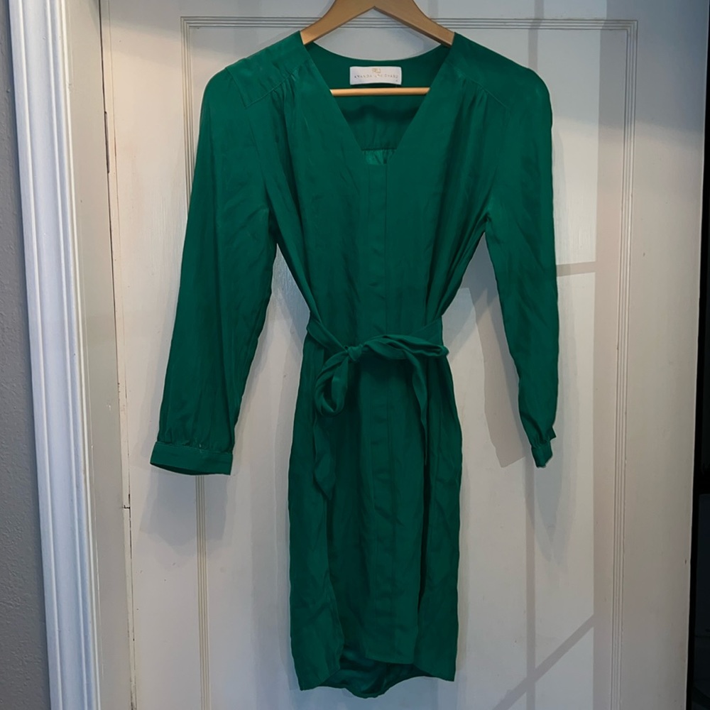Amanda Uprichard silk midi dress size 6 cocktail v neck